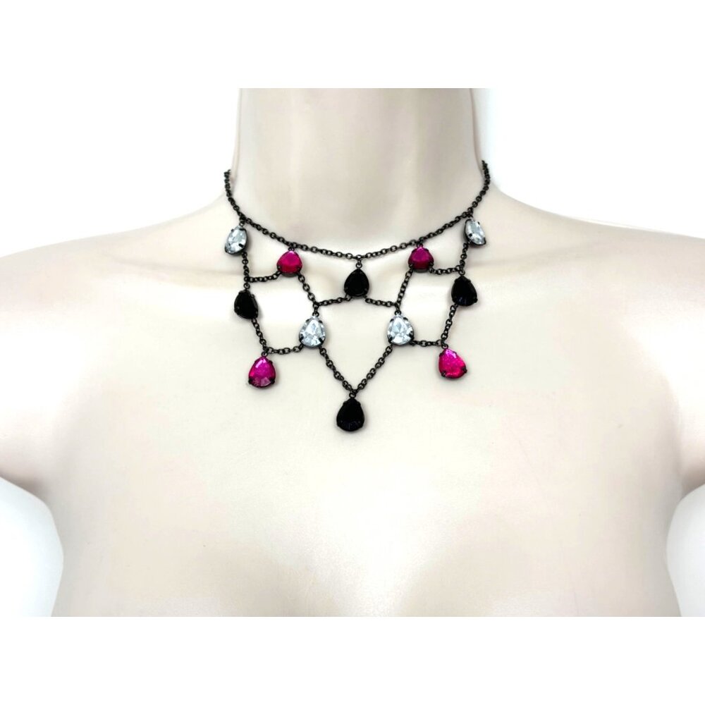 ELEGANT STATEMENT NECKLACE‎ Jewelry Beaded Crystals Wedding Evening Party LBD